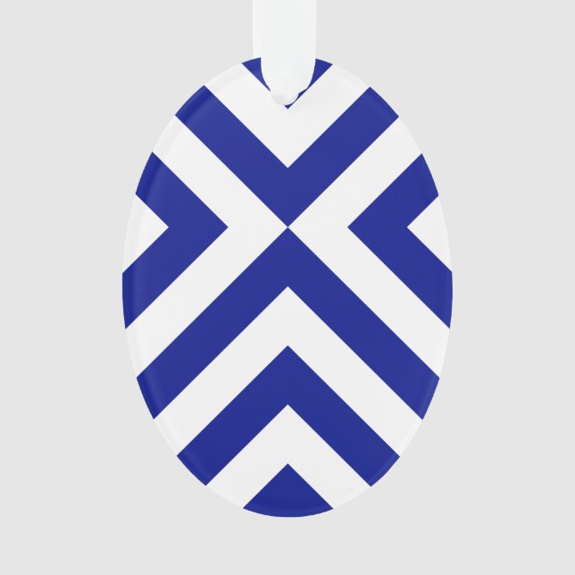 Blue and White Chevrons Ornament (Front)