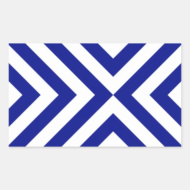 Blue and White Chevrons Rectangular Sticker (Front)