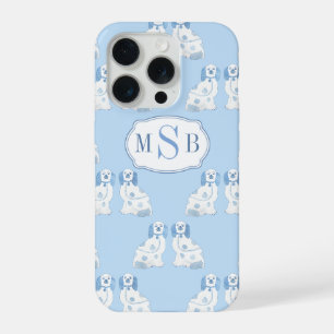 Blue And White China Dogs Three Letter Monogram iPhone 15 Pro Case