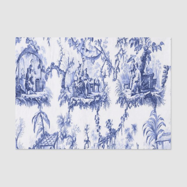 Blue and White Chinese Chinoiserie Decoupage Tissue Paper (Front)
