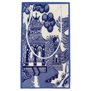 Blue and White Chinese Chinoiserie Small Gift Bag