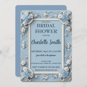 Blue and white Chinoiserie antique bridal shower Invitation