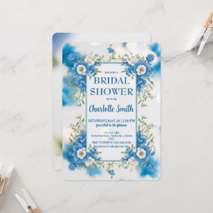 blue and white Chinoiserie antique bridal shower Invitation