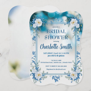 blue and white Chinoiserie antique bridal shower Save The Date