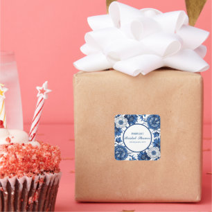 blue and white Chinoiserie antique Pattern bridal Square Sticker