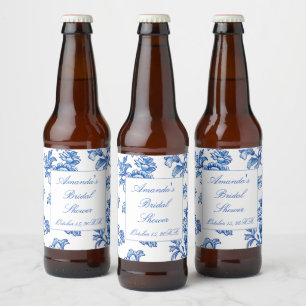 Blue and White Chinoiserie Bridal Shower  Beer Bottle Label