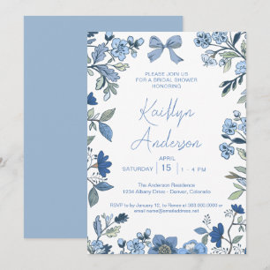 Blue and White Chinoiserie Bridal Shower Invitation