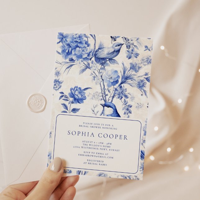 Blue and White Chinoiserie Bridal Shower Invitation (Creator Uploaded)