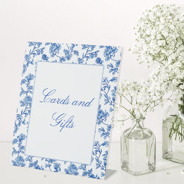 Blue and White Chinoiserie Bridal Shower Pedestal Sign