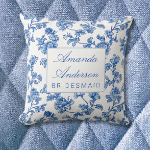 Blue and White Chinoiserie Bridesmaid Gift Cushion