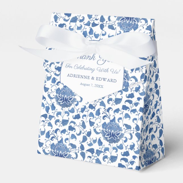 Blue And White Chinoiserie Chic Wedding Shower Favour Box (Front Side)
