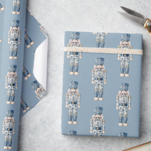 Blue and White Chinoiserie Christmas Nutcracker Wrapping Paper
