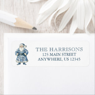 Blue and White Chinoiserie Christmas Santa Address