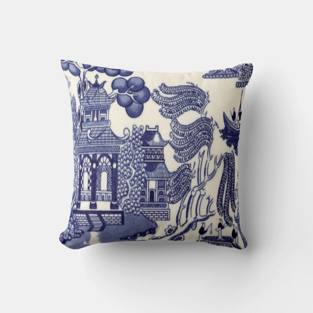 Blue and White Chinoiserie  Cushion (Front)