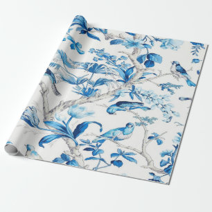 Blue and White Chinoiserie Decoupage  Wrapping Paper