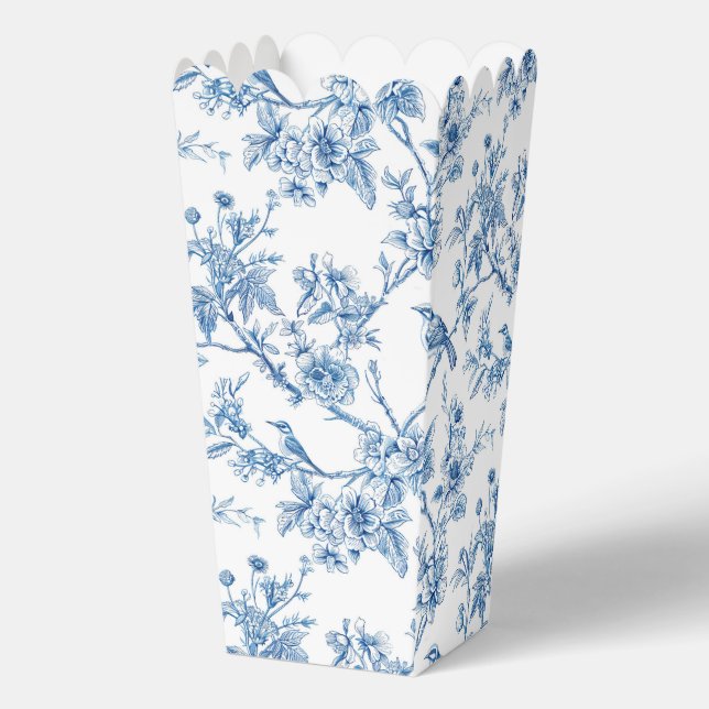 Blue and White Chinoiserie Floral Birds Favour Box (Front)