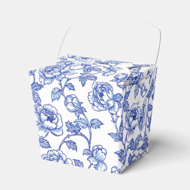 Blue and White Chinoiserie Floral Flowers Favour Box (Front Side)