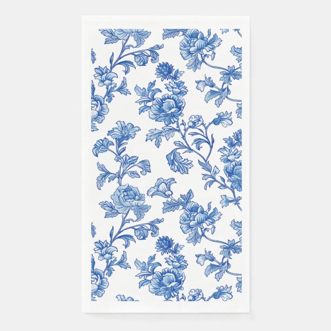 Blue and White Chinoiserie Floral  Napkin (Front)