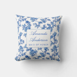 Blue and White Chinoiserie Maid of Honour Gift Cushion