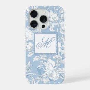 Blue and White Chinoiserie Monogram iPhone 15 Pro Case