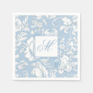 Blue and White Chinoiserie Monogram Napkin