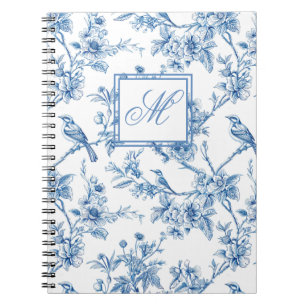 Blue and White Chinoiserie Monogram Notebook