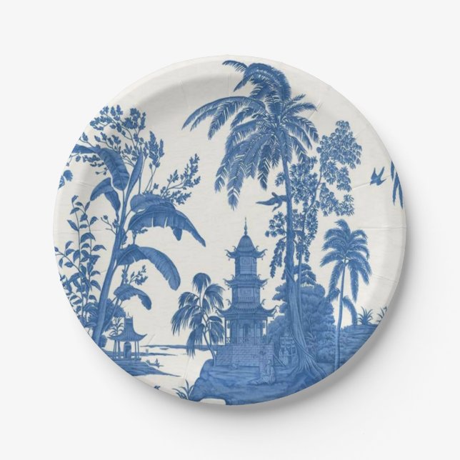 Blue and White Chinoiserie  Paper Plate (Front)