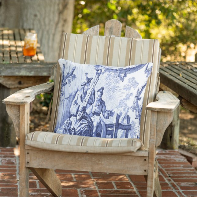 Blue and White Chinoiserie Patio Cushion (Chair)