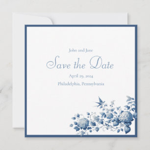 Blue and White Chinoiserie Pattern Save The Date