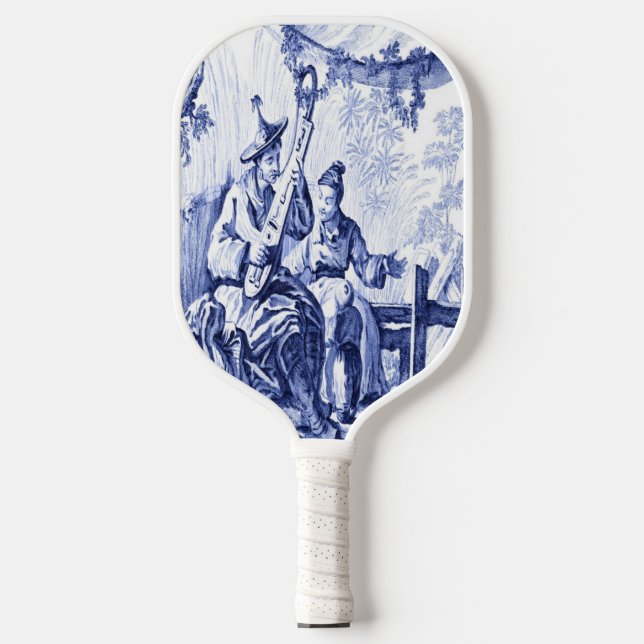 Blue and White Chinoiserie Pickleball Paddle (Front)