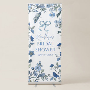 Blue and White Chinoiserie Retractable Banner