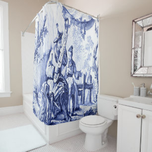 Blue and White Chinoiserie Shower Curtain