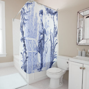 Blue and White Chinoiserie Shower Curtain