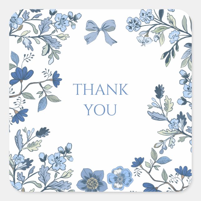 Blue and White Chinoiserie  Square Sticker (Front)