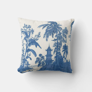 Blue and White Chinoiserie Throw Pillow