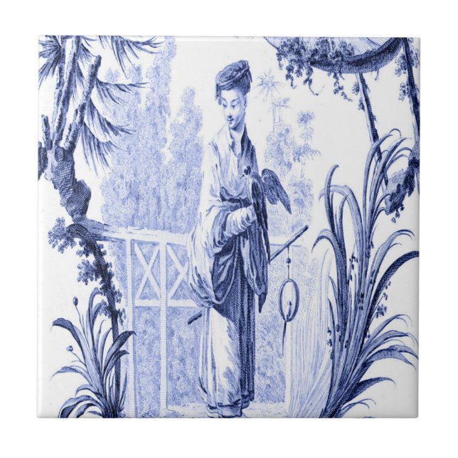 Blue and White Chinoiserie  Tile (Front)