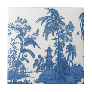 Blue and White Chinoiserie Tile
