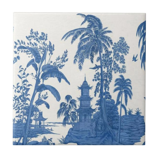 Blue and White Chinoiserie  Tile (Front)