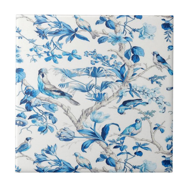 Blue and White Chinoiserie  Tile (Front)