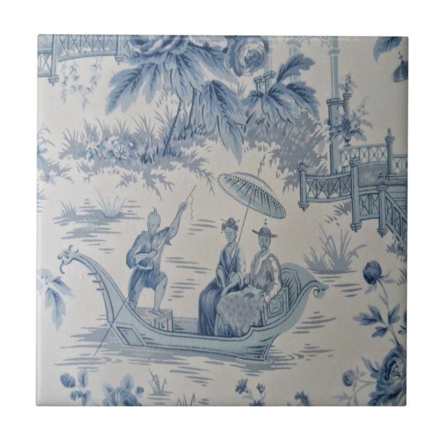Blue and White Chinoiserie  Tile (Front)