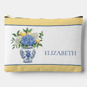 Blue and White Chinoiserie Vase With Hydrangeas Accessory Pouch
