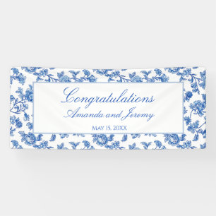 Blue and White Chinoiserie Wedding Banner