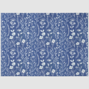 Blue and White Chinoiserie Wildflower Tissue Paper