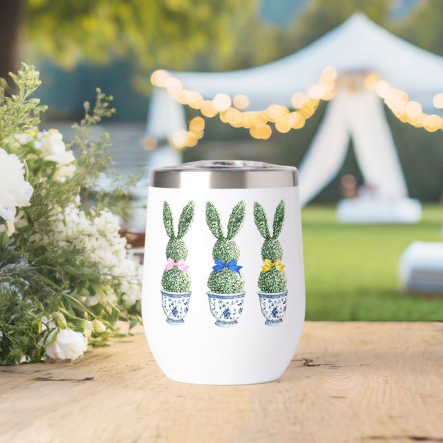 Blue and White Chinoiserie With Rabbit Topiaries (Wedding (Rotated))