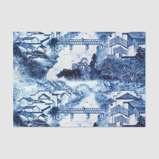 Blue and White Chinoserie 2 Tissue Paper (Front)
