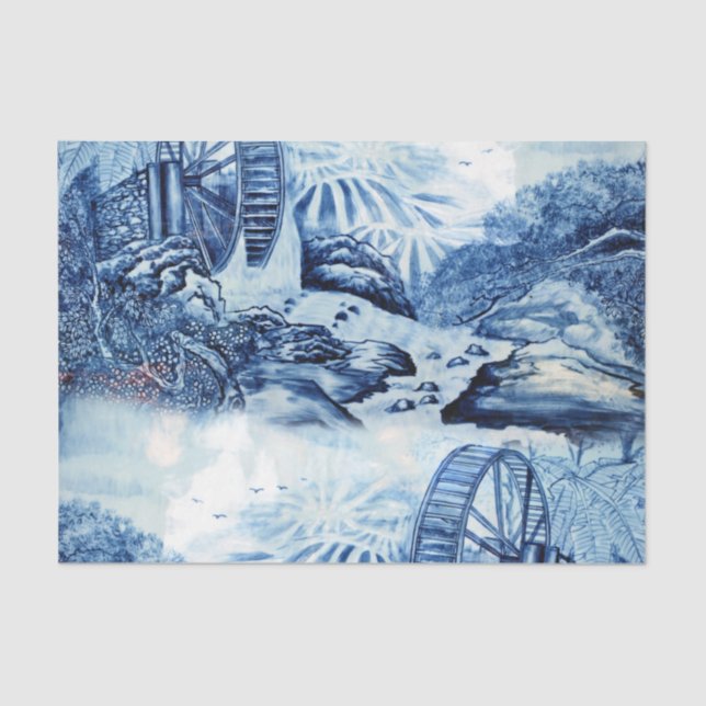 Blue and White Chinoserie 3 Tissue Paper (Front)