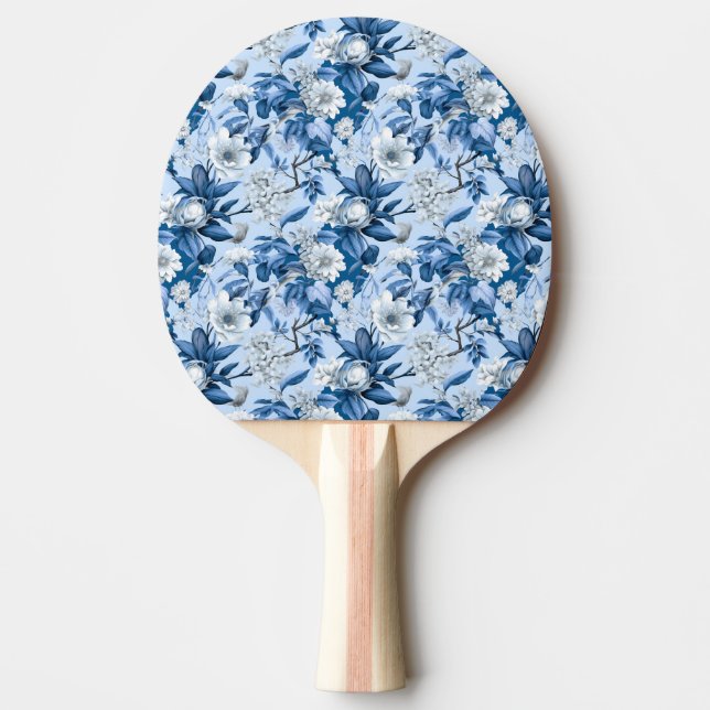 Blue and White Chinoserie Series Design 3 Ping Pong Paddle (Front)