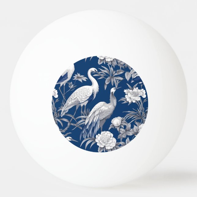 Blue and White Chinoserie Series Design 7 Ping Pong Ball (Front)