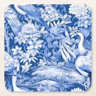 Blue and White Chinoserie Series Design 8 Square Paper Coaster