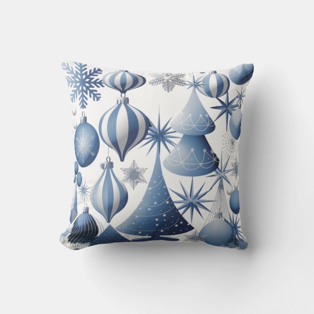 Blue and white Christmas pattern  Cushion (Front)